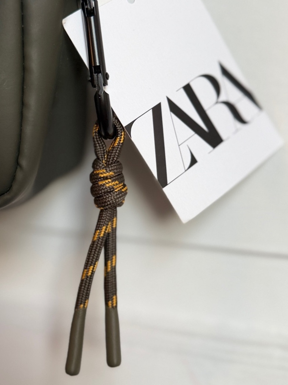 NWT ZARA Rubberised Crossbody Bag Khaki Green Unisex Crossbody Bag Adjustable - Picture 4 of 8